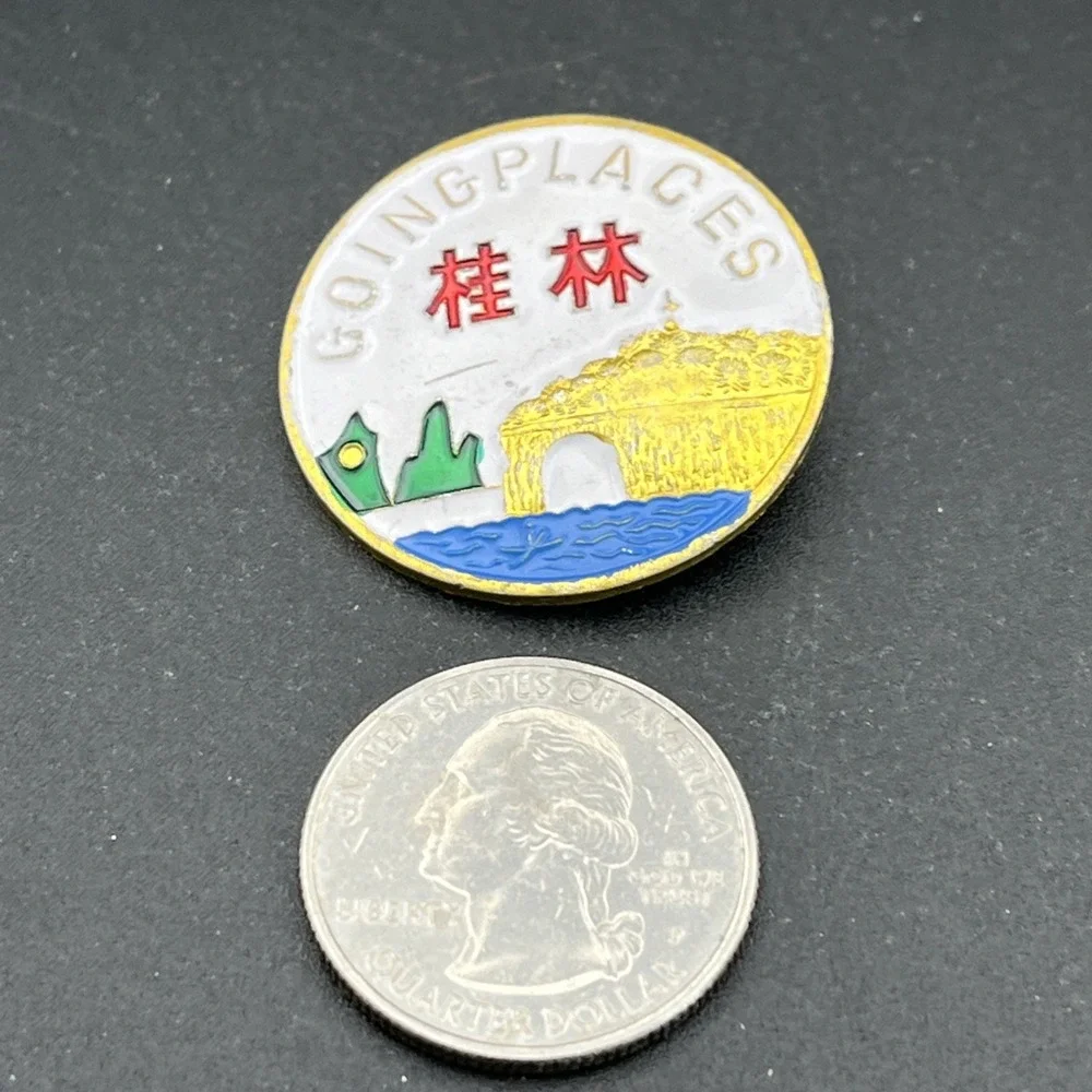 Vintage Guilin China‎ Going Places Souvenir Lapel Hat Pin